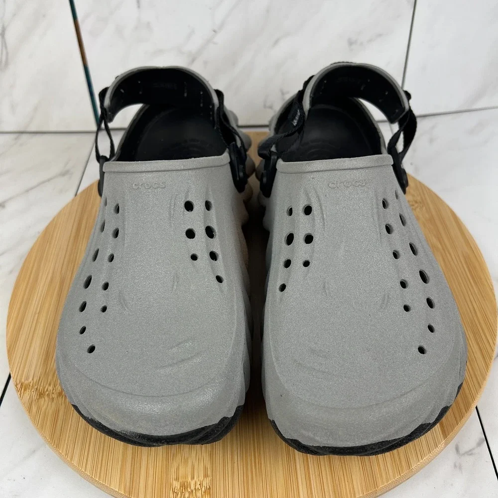 Crocs Echo Clog Mens Size 8 [Womens 10] Black Silver Reflective Clogs Shoes